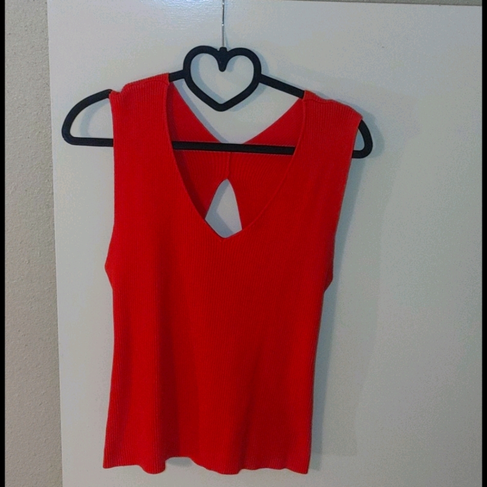 Skies are Blue coral sweater sleeveless
